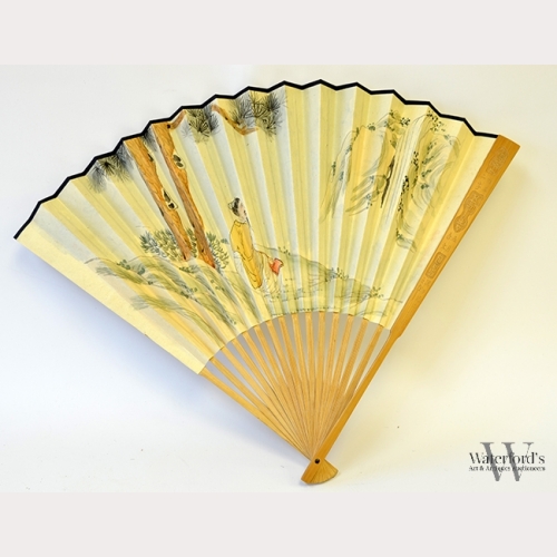 A Chinese Painted Hand Fan