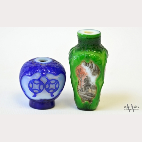A Pair of Chinese Peking Glass Snuff Bottles