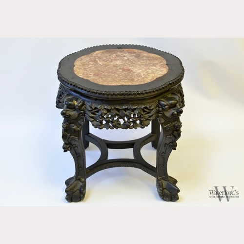 A 20th C. Chinese Hardwood and Marble Low Table