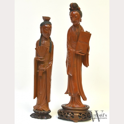 A Pair of 20th Century Chinese Lacquered Figures