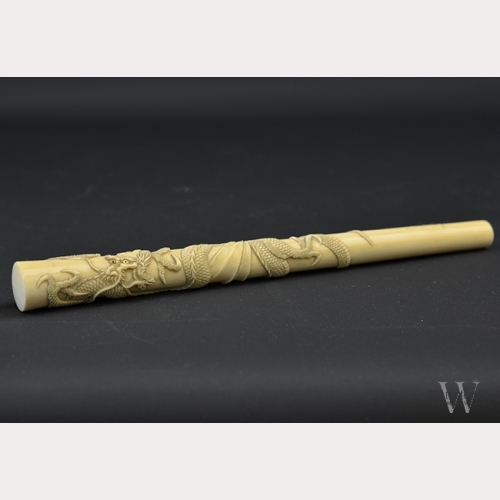 19th Century Japanese Carved Ivory Parasol Handle