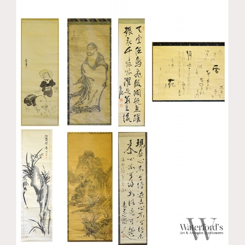 A Group of Seven Asian Hanging Scrolls