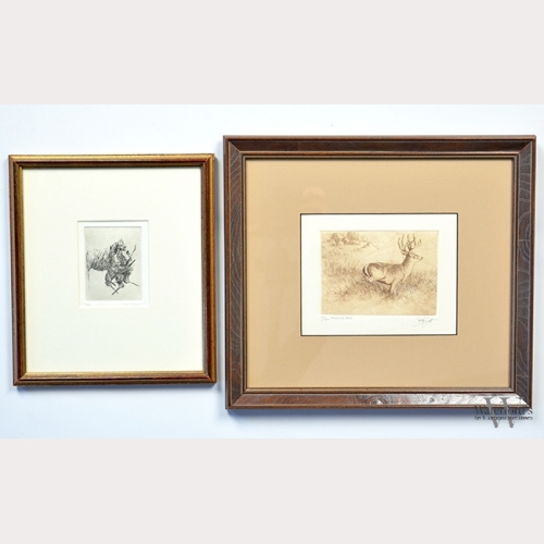 A Pair of 20th Century Framed Sporting Etchings