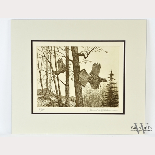 David Hagerbaumer (b.1921, Two Quail Flying