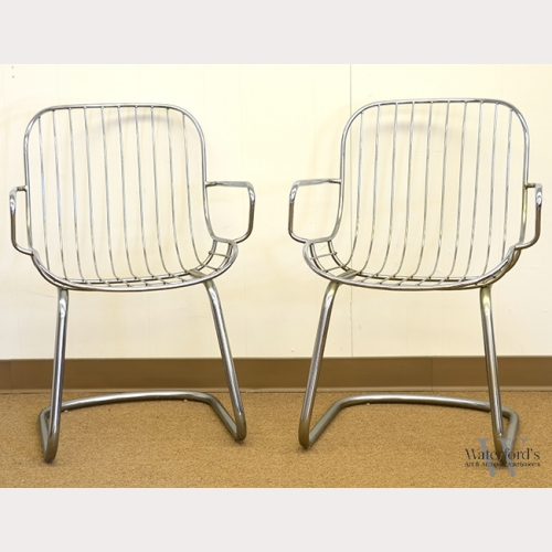 A Pair of Mid-Century Chrome Armchairs