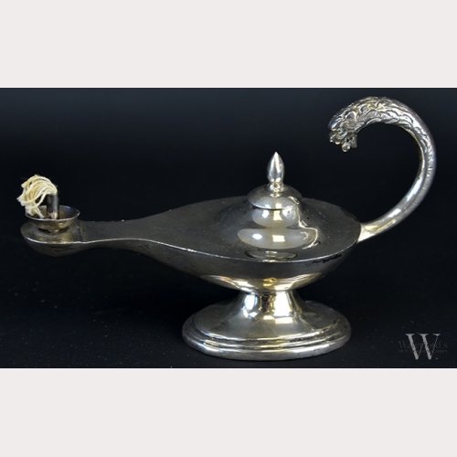 A Small Sterling Silver Oil Lamp/Cigar Lighter