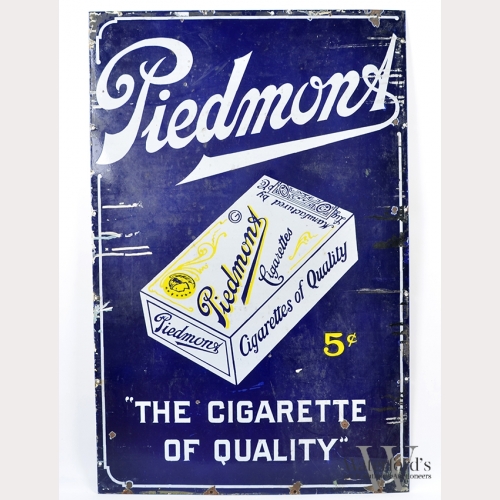 An Enameled Metal Piedmont Cigarette Sign