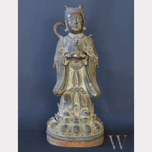 A Chinese Ming Dynasty Bronze Figure of Attendant