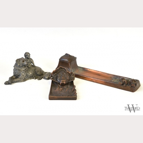 A Group of Early 20th C. Brass & Metal Inkwells