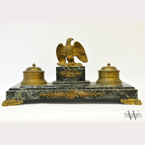A French Marble and Bronze Inkwell