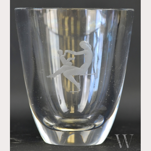 An Early Vicke Lindstrand Orrefors Crystal Vase