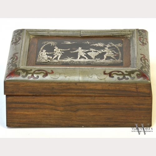 A Continental Wood and Boulle Work Box