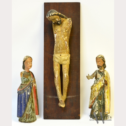 A Spanish Colonial Painted Wood Holy Family Group