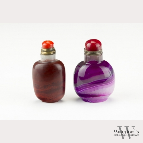 Jasper and Quartz Agate Snuff Bottles