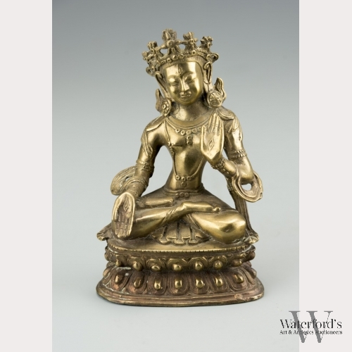 A Sino-Tibetan Gilt Bronze White Tara Bodhisattva