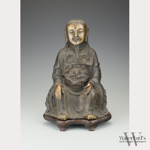 A Ming Dynasty Gilt Bronze Statue of Yue Fei, Zhongwu