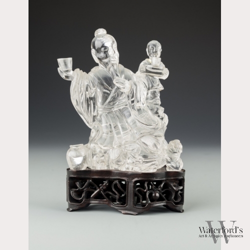 A Chinese Crystal Figure with Attendant