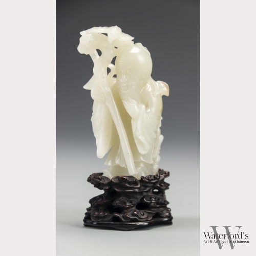 A Chinese White Jade Carving of Shoulao
