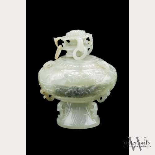 A Celadon Jade Lidded Censor