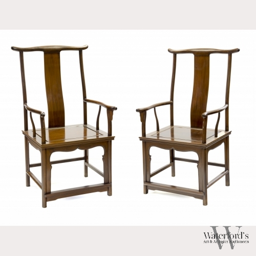 A Pair of Huang Huali Ming Style Yoke Back Chairs