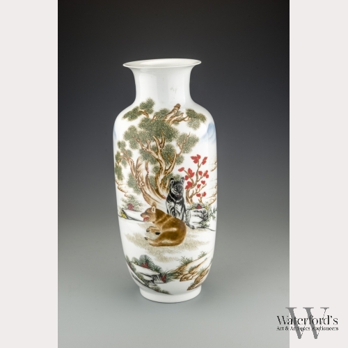 A Chinese Porcelain Mao Zedong Rouleau Vase