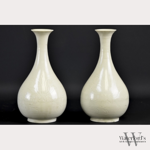 A Pair of Chinese Ding Ware Vases