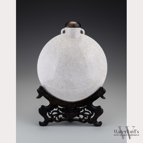 A Chinese Porcelain Ge Glazed Moon Flask
