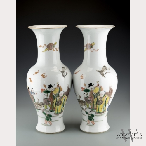 A Pair of Chinese Porcelain Baluster Vases
