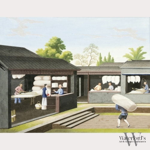 A Chinese Gouache Export Painting of Sericulture