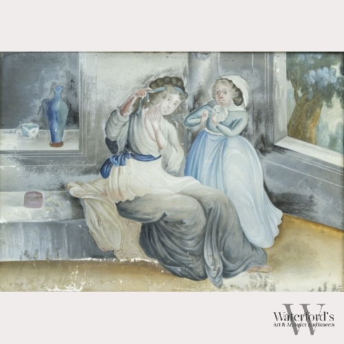 A Chinese Reverse Mirror Painting of Western Women