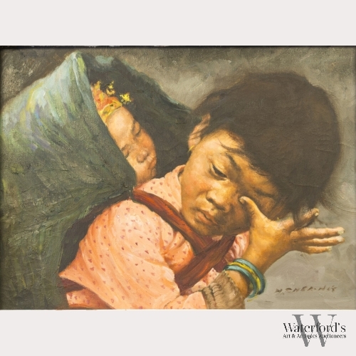 H. Cheang (1910-?), Girl Carrying an Infant