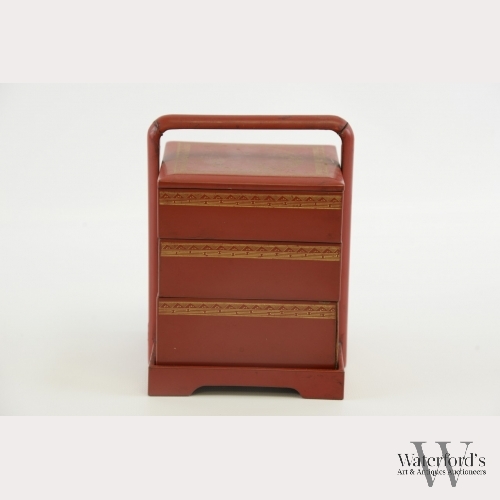 Ryukyu Kingdom Cinnabar Lacquer Stacking Boxes