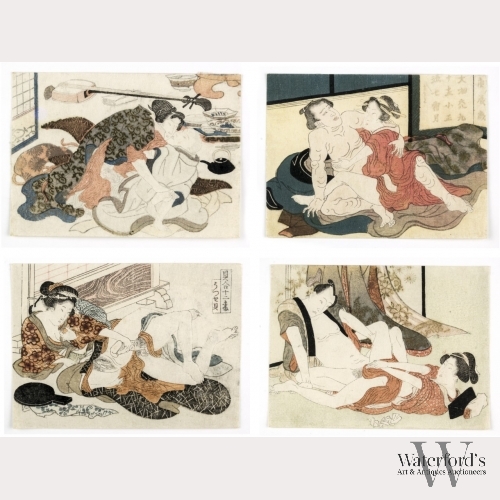 Attributed to Keisai Eisen (1790-1848), Four Shunga Prints