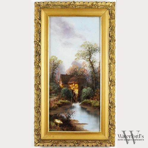 A European Reverse Painting on Glass of a Mill