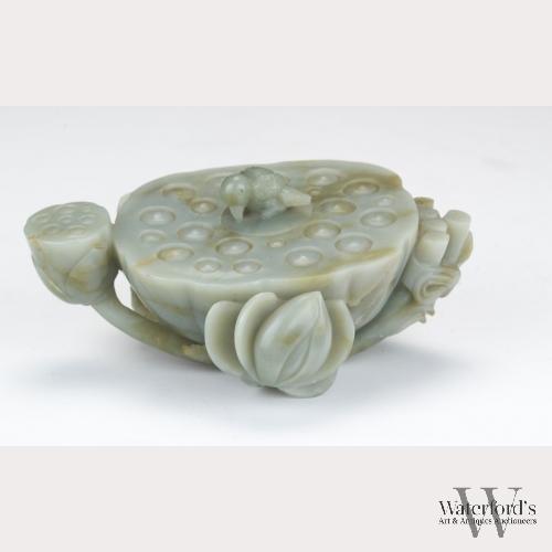 A Green Jade Lotus Water Coupe