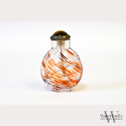 A Chinese Streaked Glass Snuff Bottle