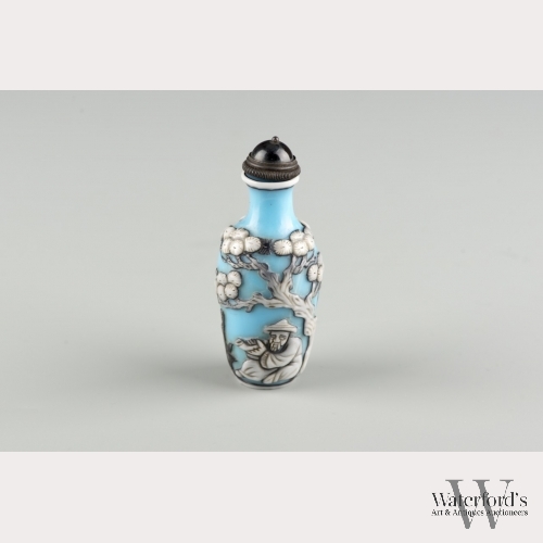 A Chinese Blue Peking Glass Snuff Bottle