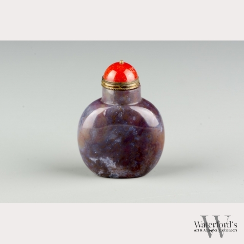 A Chinese Moss Agate Snuff Bottle