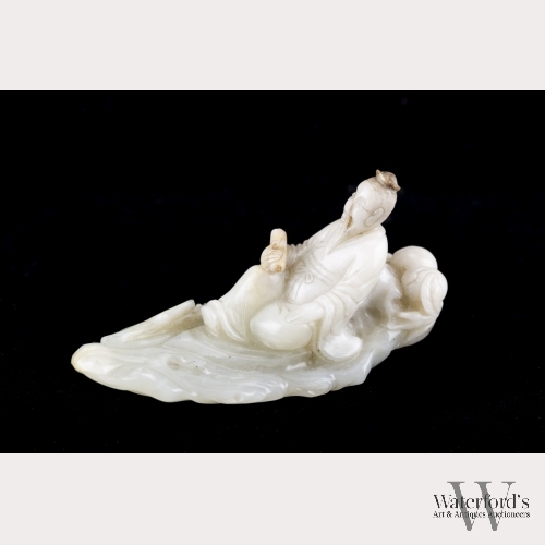 A Chinese White Jade Model of a Scholar