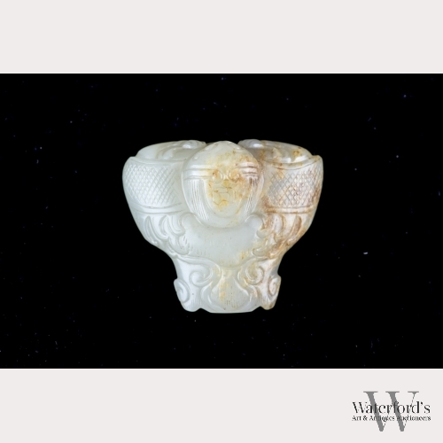A Chinese White Jade Bird Pendant