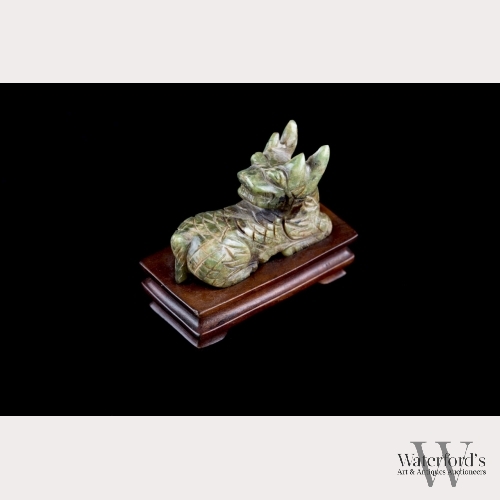 A Mottled Chinese Jade Calligraphy Pen Rest