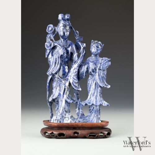 A Chinese Lapis Carving of a Beauty