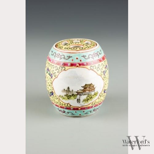 A Chinese Porcelain Famille Jaune Incense Burner