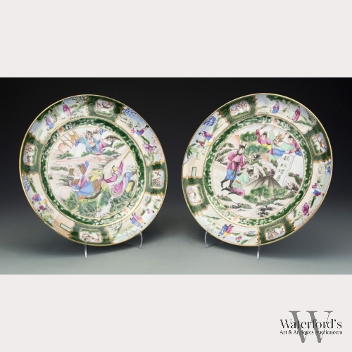 A Pair of Chinese Famille Verte Plates