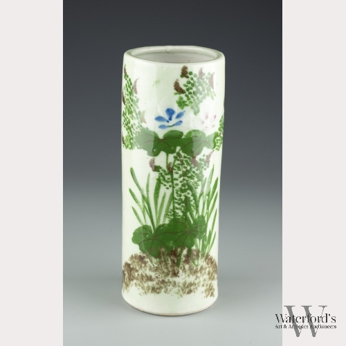 A Porcelain Hat Stand with Hand Painted Flowers