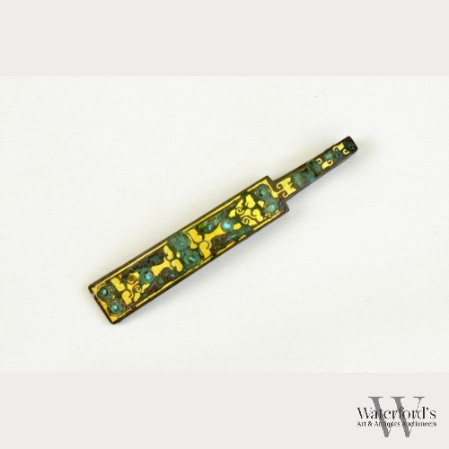 A Chinese Gilt Bronze Belt Hook, Shang Dynasty