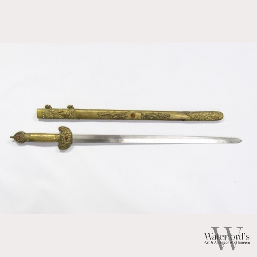 A Chinese Sword with Ornate Scabbard