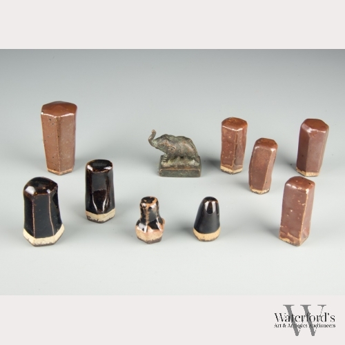 A Lot of Ten Chinese Ceramic and Bronze Seals