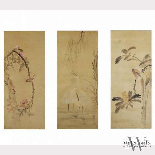 Mei Yi Zhuren, Birds and Flowers Triptych