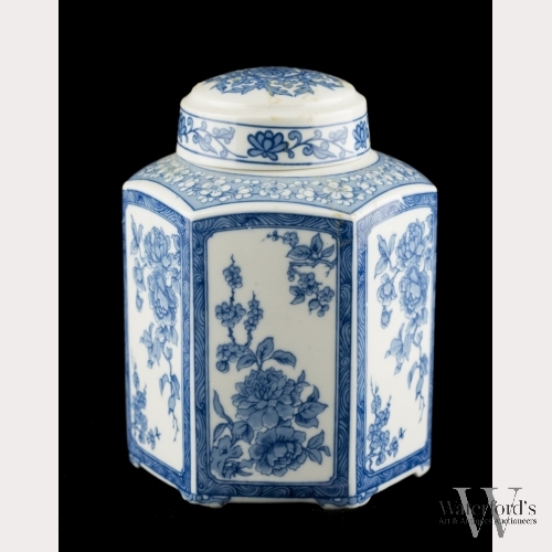 A Japanese Blue and White Porcelain Hexagonal Jar